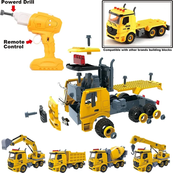 4Pcs Remote Control Construction Truck