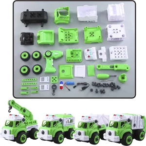 4 in 1 Take Apart Toys with Electric Drill and Siren