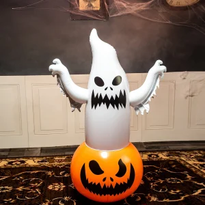 4.5ft Inflatable Ghost on Pumpkin Tumbler Decoration
