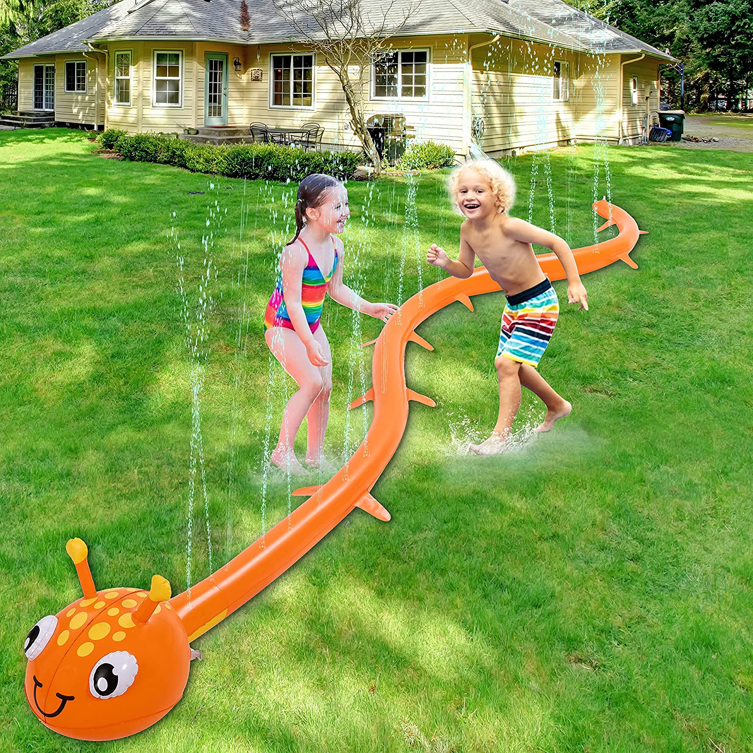 Orange Caterpillar Wiggling Sprinkler – SLOOSH