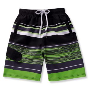 Kids Swim Trunk (Black & Green Stripe) – SLOOSH