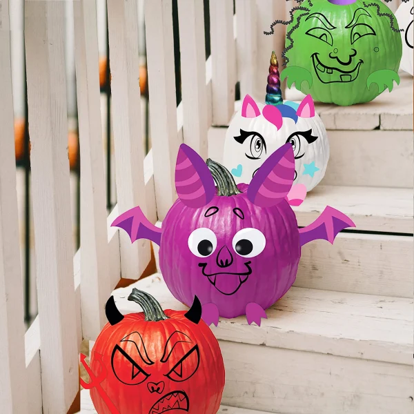 40Pcs Kids Halloween 3D Pumpkin Decorating Kit