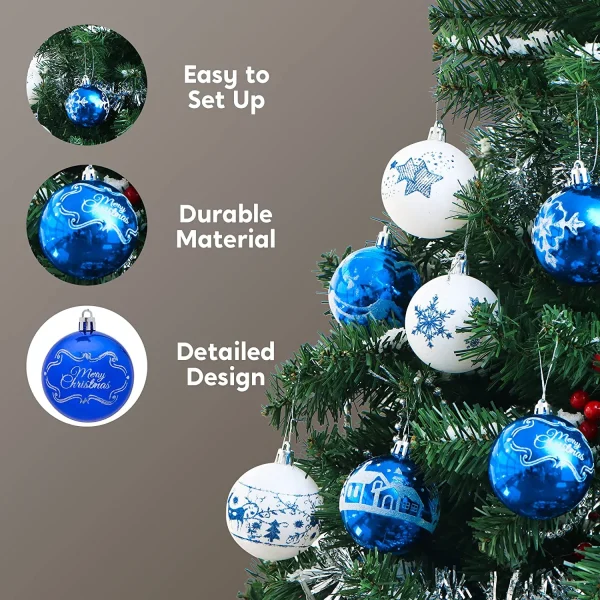 40pcs Blue and White Christmas Ball Ornaments