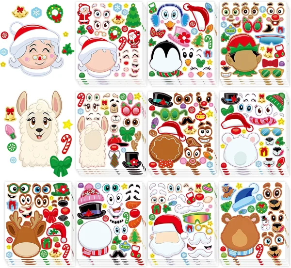 40pcs Christmas Make a Face Sticker