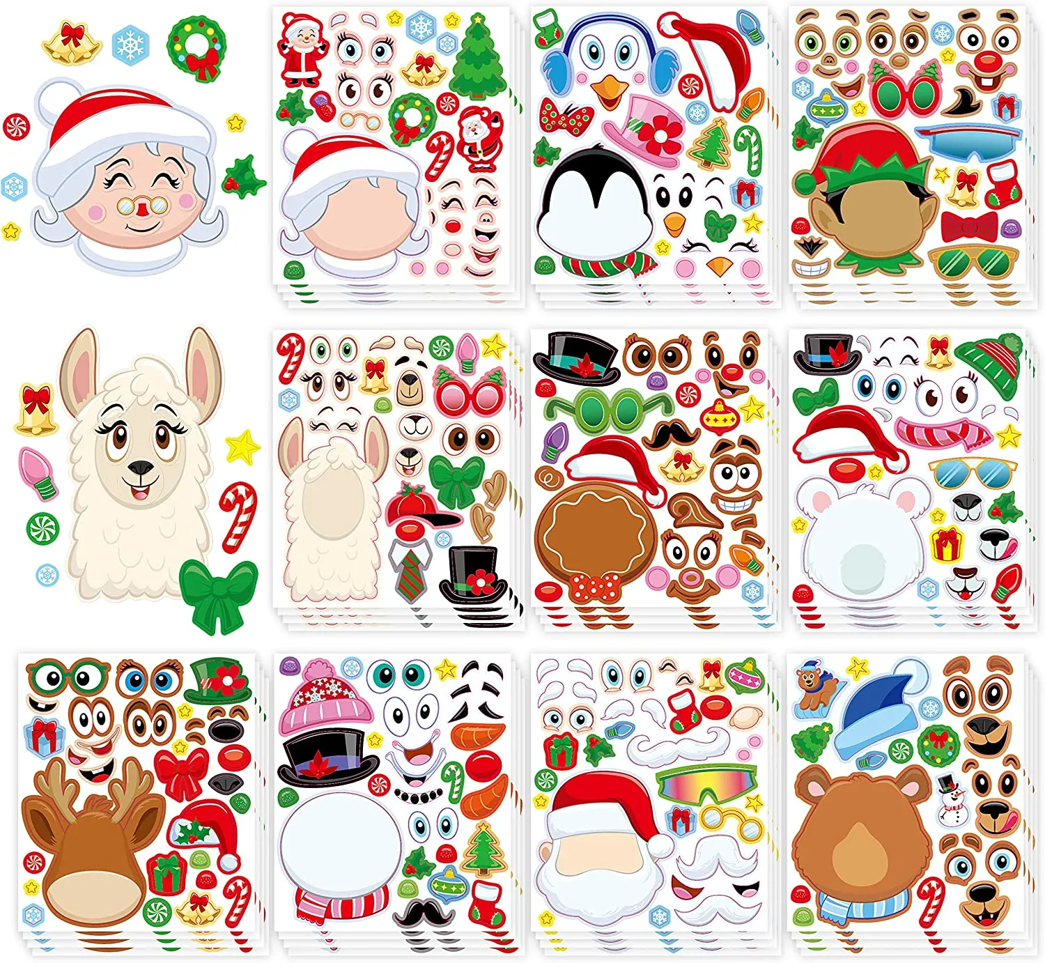 10-50Pcs Merry Christmas Gift Cards Greeting Card Christmas Tree Stickers  Cute Design For 2022 New