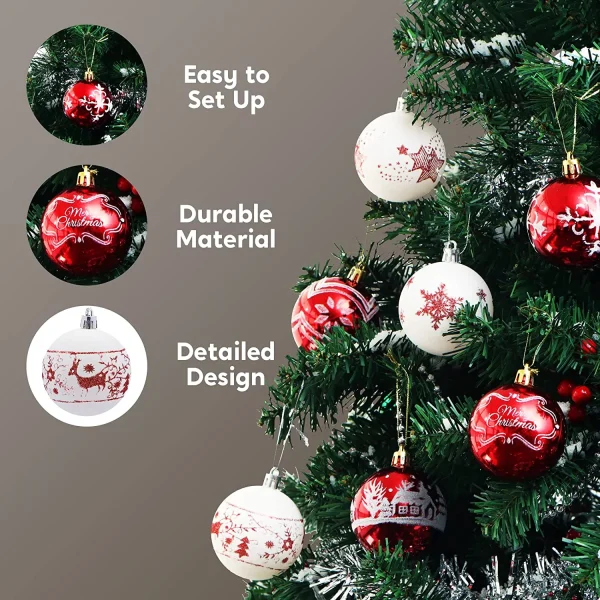 40pcs Red and White Christmas Ball Ornaments