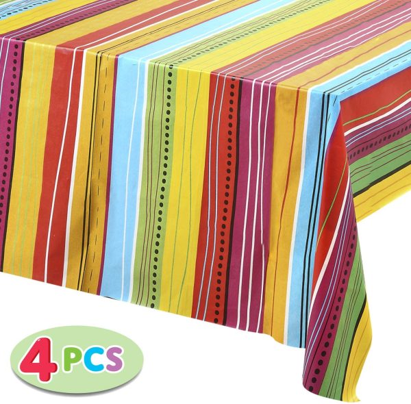 4 Piece Cinco De Mayo Tablecover W/ Vivid Multi-colored