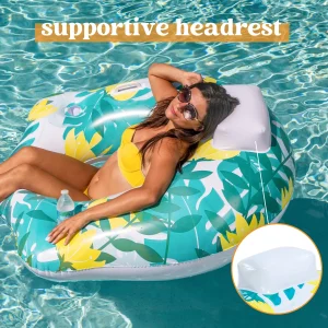 44in Inflatable Pool Chair Float with Cup Holders