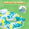 44in Inflatable Pool Chair Float with Cup Holders