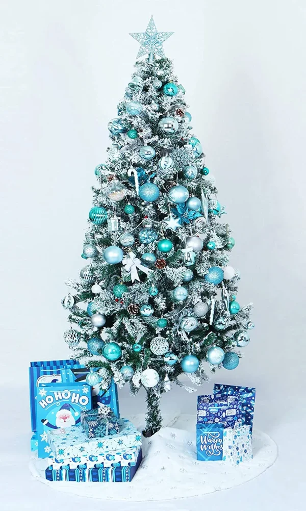 46 Pcs Assorted Size Baby Blue Christmas Ball Ornaments