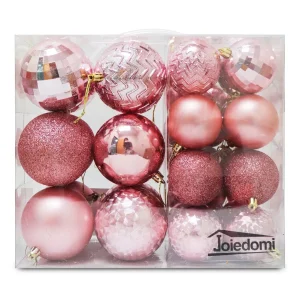 46 Pcs Assorted Size Rose Gold Christmas Ball Ornaments