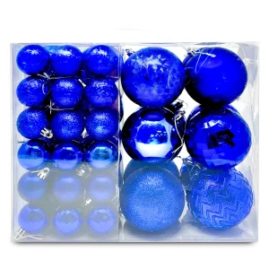 46pcs Blue Christmas Ball Ornaments Assorted Size