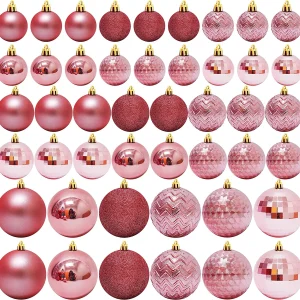 46 Pcs Assorted Size Rose Gold Christmas Ball Ornaments