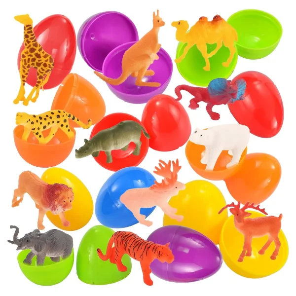 48Pcs Animal Figures Prefilled Easter Eggs