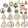 48pcs Hanging Wooden Christmas Ornaments Craft Kit