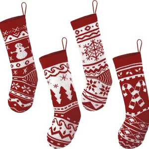 4Pcs Knit Christmas Stockings