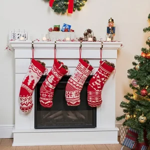 4Pcs Knit Christmas Stockings