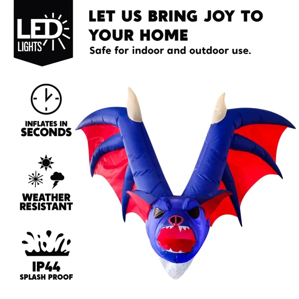 4ft Inflatable LED Hanging Giant Flying Bat Decoration