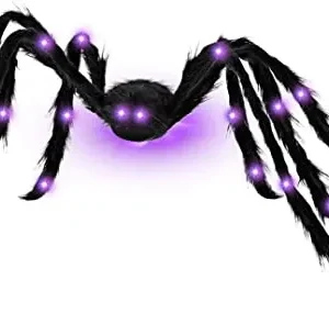 Hairy Spider with Purple LED Lights 5ft