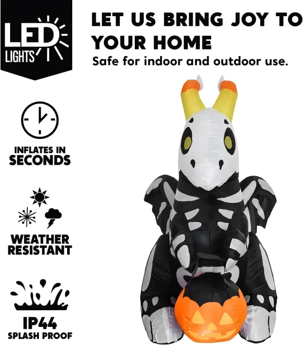 5ft Inflatable LED Skeleton Dragon Decoration