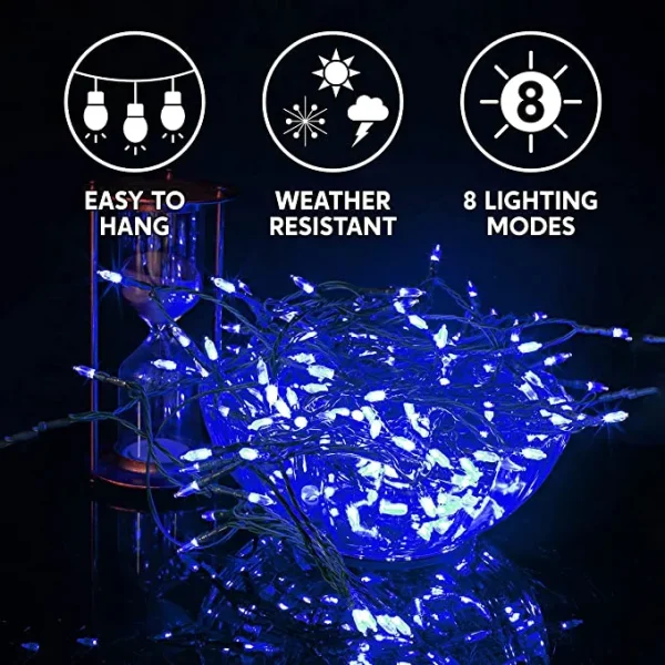 50-Count Blue LED String Lights 17.3ft