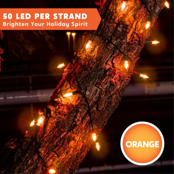 50-Count Orange LED Halloween String Lights 17.3 ft