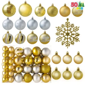 50 Pcs Christmas Ornaments,Gold and Sliver Christmas Ornaments