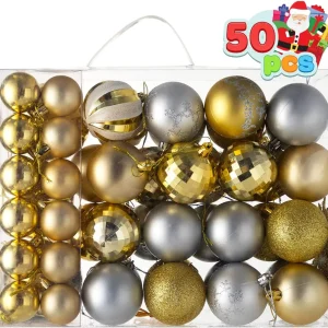 50pcs Gold And Silver Christmas Ornaments