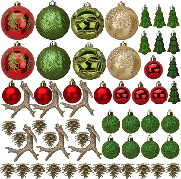 56pcs Assorted Christmas Ornaments Set