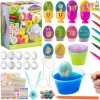 57Pcs DIY Easter Egg Dye Kit with Stencils and Colored Pens