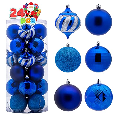24 Pcs Christmas Ball Ornaments – Blue, 3.15″