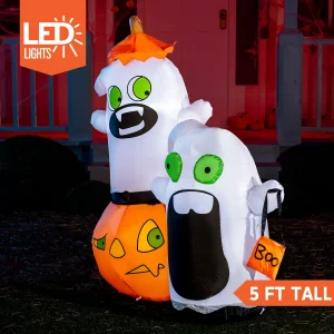 5ft Halloween Inflatable Pumpkin with Ghost