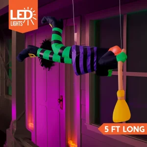 5ft Inflatable LED Crashing Witch Decoration