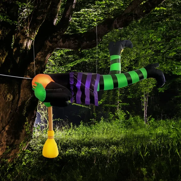 5ft Inflatable LED Crashing Witch Decoration