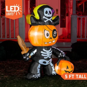 5ft Inflatable LED Ghost Pumpkin Pirate Decoration