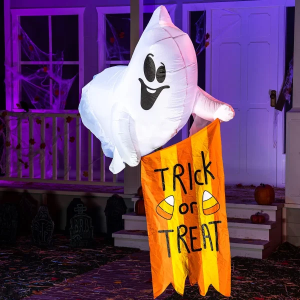 5ft Inflatable LED Ghost with Trick or Treat Flag
