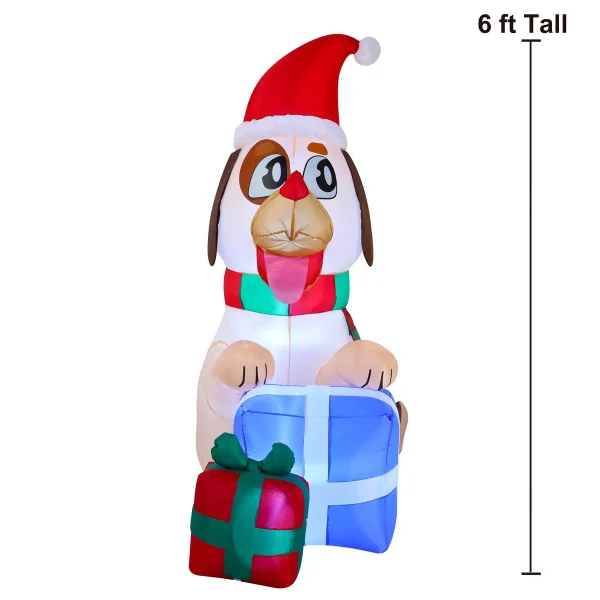 5ft Tall LED Puppy Inflatable With Gifts Decoration