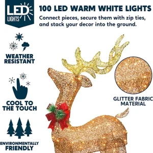 5ft 100 LED Yard Lights – Fabric Champagne Buck