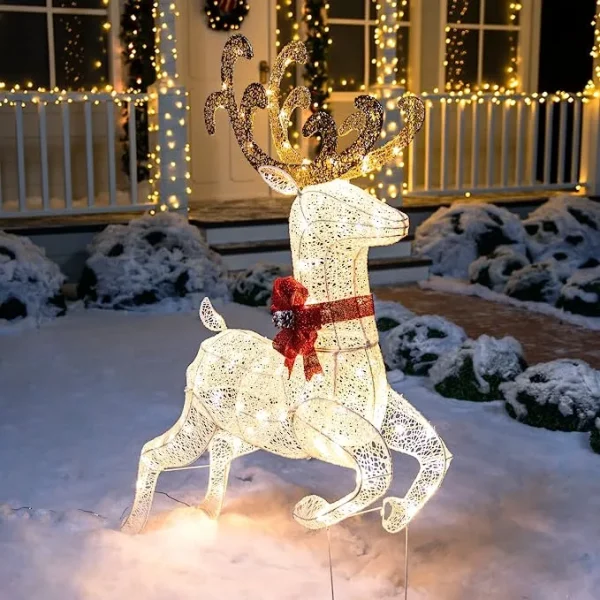 5ft Fabric White Buck Christmas Yard Light