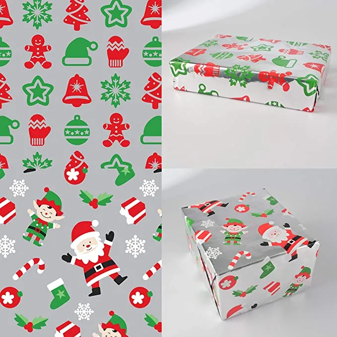6pcs Kraft Wrapping Paper Christmas Tree Pattern Gift Wrap Thick