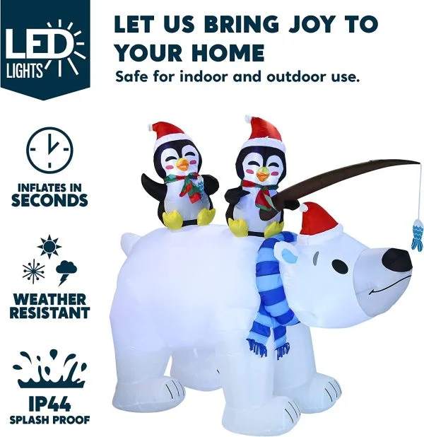 6.5ft Inflatable Winter Polar Bear and Penguin
