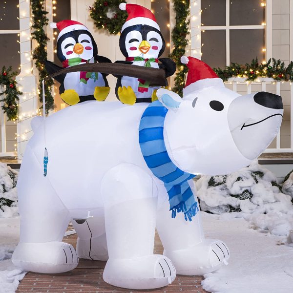 6.5ft Inflatable Winter Polar Bear and Penguin