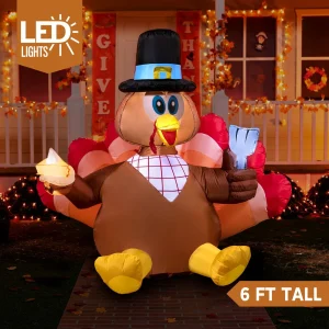 6ft Thanksgiving Inflatable Turkey Eating Pie