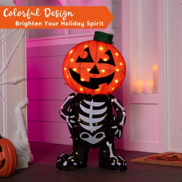 60-Count LED Halloween Pumpkin Decorations 2.5ft