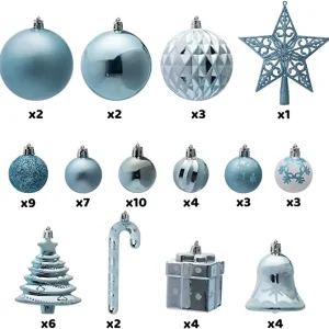 60Pcs Christmas Assorted Ornaments with a Star Tree Topper