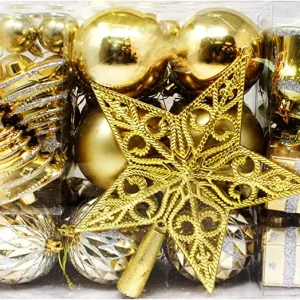 60pcs Gold and Silver Christmas Ball Ornaments