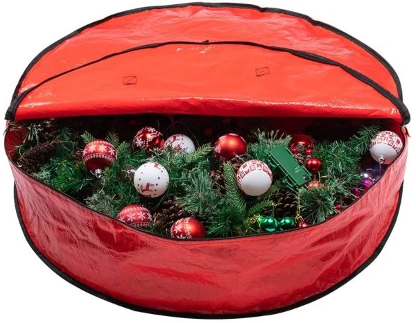 2pcs Red Christmas Wreath Storage Bags 36in