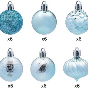1.57″ Baby Blue Christmas Ball Ornaments 36Pcs