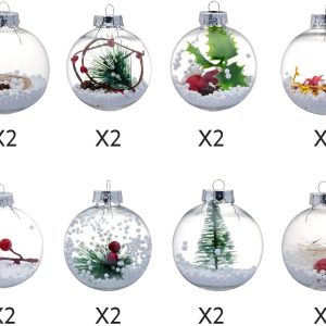 16 Pcs Christmas Snow Filling Ornaments Ball Ornaments