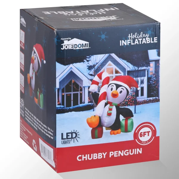 6ft Tall LED Funny Inflatable Christmas Penguin